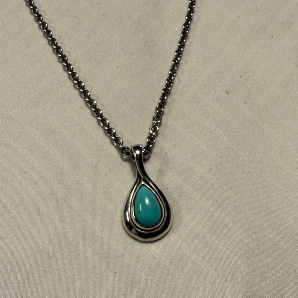 Elegant Sterling Silver Necklace with Turquoise Pendant